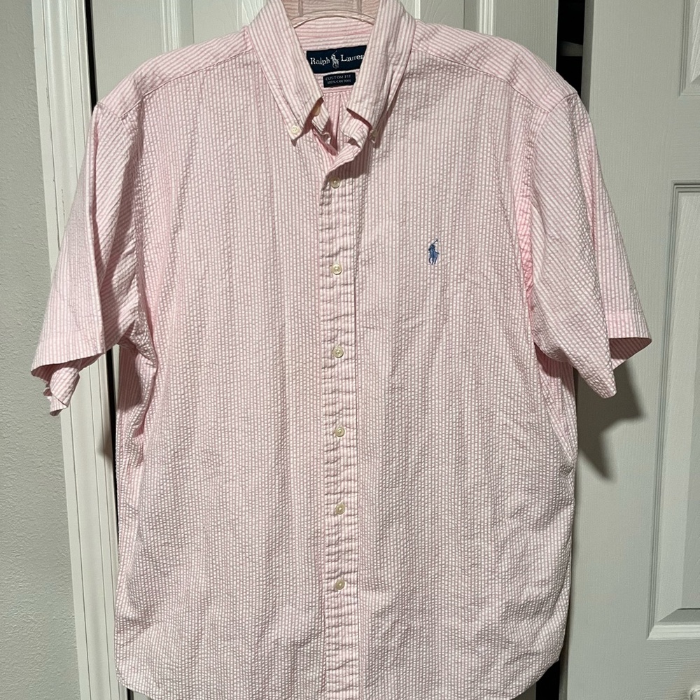 Polo by Ralph Lauren Men's Pink seersucker Shirt
